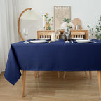 Biscaynebay Textured Fabric Tablecloths 52x70 Inches Rectangular, Navy Water Resistant Tablecloths for Dining, Kitchen, Wedding and Parties etc. Machine Washable