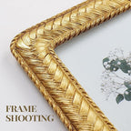 Cuspin 5x7 Gold Picture Frame, Ornate Decorative Rattan Resin Photo Frame, Gold Frames Braided Design for Tabletop Display or Wall Hanging, Elegant Home Decor