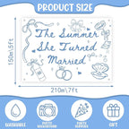 The Summer She Turned Married Backdrop - Beach Wedding Party Decorations - Bridal Shower Bachelorette Party Background Blue