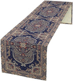 Vintage Boho Floral Table Runner, French Rustic Country Farmhouse Purple Golden Bohemia Flower Pattern for Home Kitchen Table Decor Dining Coffee Room Party Decor 13x36in