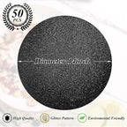 50 Pieces Black Glitter Paper Place Mats Sparkle 14'' Round Disposable Table Mats Black Doilies Decorative Placemats for Wedding Banquet Party Home Dining Table Decor