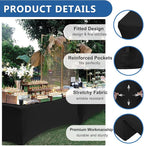 Table Cloths for 6 Foot Rectangle Tables-8 Pack Black Fitted Stretch Table Cover-Spandex Elastic 6ft Folding Tablecloth for Party Vendor Booth Display Banquet Buffet Event Craft Trade Show