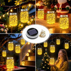 ZNYCYE Mason Jar Solar Lights for Outside, 12 Pack 30 LED Fairy Firefly Lights Mason Jar Solar Lids Outdoor Waterproof String Lights with Hangers(NO JARS) for Patio Garden Yard Lawn Decor - Warm White