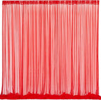 10x10 Red Tulle Backdrop Curtains for Parties, Sheer Backdrop Curtain Wedding Photo Background Drapes for Baby Shower Photography Birthday Party
