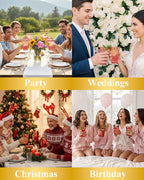 Goodluck 50PCS 14oz Red and Gold Plastic Cups for Party, Disposable Gold Rim Cups, Plastic Cocktail Glasses for Wedding Thanksgiving, Christmas, and Parties