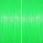 2 Pack Pastel Green Foil Fringe Backdrop Curtains, Tinsel Streamers Party Decorations, Fringe Backdrop for Baby Shower, Birthday Party