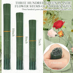 300pcs Artificial Flower Stems, 6.7in、8in、10in Plastic Green Floral Wire Stems for Artificial Flower Making, DIY Crafts Bouquet Stem Arrangements Decor Supplies