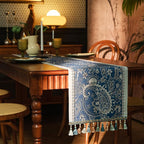 13×72 Inch Table Runner, Retro-Luxury Tassels Series for Kitchen Dining Table Holiday Decoration (Blue Pheonix)