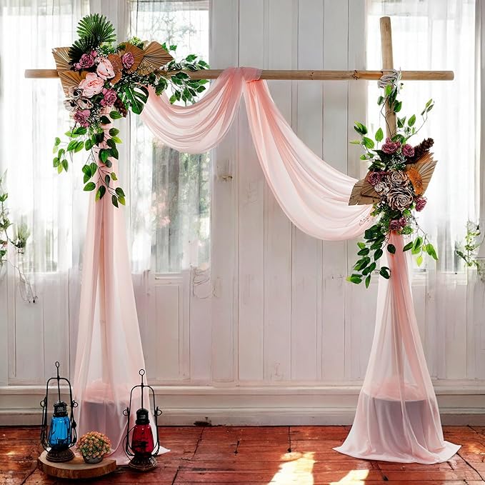 MDS Halloween Chiffon Draping Fabric - 1 Panel, 30" Wide x 20ft Long - Sheer Spooky Arbor & Canopy Drapery for Haunted House Backdrops, Party Ceilings, DIY Costumes & Themed Events - Dusty Rose