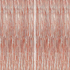 Crosize 8 Pack 3.3 x 9.9 ft Rose Gold Foil Fringe Curtains Party Decorations, Rose Gold Tinsel Curtain Backdrop for Parties, Door Streamers, Glitter Streamer Backdrop for Birthday Decoration