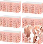 6 Pack 29x108 Inch Rose Gold Wave Foil Fringe Table Skirts Metallic Banner for Tinsel Streamer Garland Backdrop for Parade Floats Wedding, Mother's Day, Birthday Mardi Gras Party Decorations