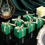 Jutom 100 Pcs Mini Favor Boxes Extra Small Candy Boxes Paper with Gold Ribbon for Christmas Thanksgiving Day Birthday Wedding Anniversary Supplies(2 x 2 x 2 Inch,Green)