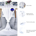 MDS 2 Pack 10ft Chiffon Table Runner 29 x 120 Inches Sheer Wedding Runner Romantic Rustic Table Runner for Wedding Decorations, Birthday Parties, Bridal Shower Party Arch Decor - White