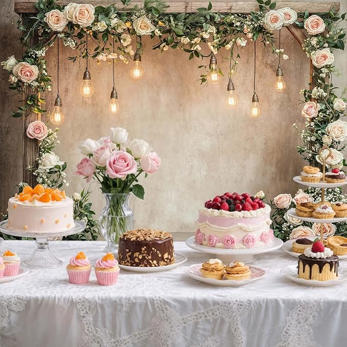 5x3ft Country Wedding Photography Backdrop Floral Rustic Roses Farmhouse Wooden Door Backdrop Pink Flower Birthday Baby Shower Wedding Bridal Party Banner Photo Booth Props Anniversary Background