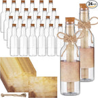 Baderke 24 Pcs 5.6 oz Message Bottles with Letter Printer Paper Plastic Bottles & Corks Twines for Message Invitations Birthday Wedding Baby Shower DIY Crafts Gift Party Favors (Vintage)