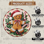 Round Christmas Metal Tin Sign Rustic Wall Decor Gingerbread Man Vintage Tin Sign Candy Canes Christmas Tin Sign for Home Garden Kitchen Bar Cafe Restaurant Garage Wall Decor 8 * 8 in