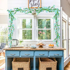 2 Pack Silk Flower Garland Artificial Blue Daisy Garland Fake Hanging Vines with Daisy Flowers for Wall Home Party Wedding Indoor Outdoor Spring Decor