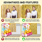 2 Pack Gold Foil Fringe Backdrop Curtains, Tinsel Streamers Birthday Party Decorations, Fringe Backdrop for Graduation, Baby Shower, Gender Reveal, Disco Party