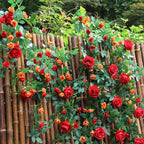 6FT Bendable Flower Garland, Artificial Rose Vine Hanging Floral Garland Decoration for Weding Home Room Wall Decor (Red, 1pcs)
