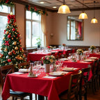 sancua Christmas Red Square Tablecloths 85x85 Inch - Fabric Table Cloth for Square or Round Tables, Washable Polyester Table Cover for Dinner, Holiday Party, Decorative Display Tables