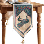 Vintage Blue Peacock Small Table Runner for Table,Decorative Linen 63 Inches Long Table Runners,Decor Tabletop for Kitchen,Dining,Tea Party,Home,Christmas,12"*63"