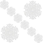 30Pcs Snowflake Paper Placemats Christmas Sliver Glitter Disposable Place Mats Winter Round Sparkle Decorative Table Chargers Xmas Snowflake Decoration for Holiday Festival Dining Tableware