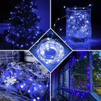 24 Pack Blue Fairy Lights 7Ft 20 LED Twinkle String Lights 3 Modes Battery Operated Waterproof Firefly Starry for Mason Jar Party Wedding Christmas Valentines Day Table Centerpieces