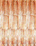 GOER 3.2 ft x 8.2 ft Metallic Tinsel Foil Fringe Curtains Party Photo Backdrop Party Streamers for Birthday,Graduation,New Year Eve Decor (5 Packs,Champagne Gold)