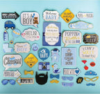 Boy Baby Shower Photo Booth Props - 41-pc Photo Booth Kit with 8 x 10-Inch Sign, 60 Glue Dots, 45 Sticks - Picture Props for Baby Shower
