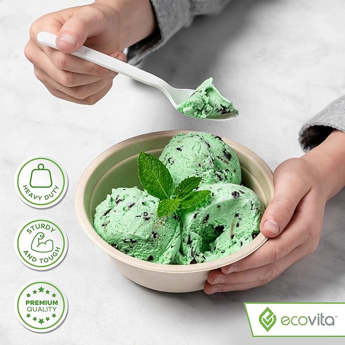 100% Compostable Paper Bowls [16 oz.] – 150 Disposable Bowls Eco Friendly Sturdy Tree Free Liquid and Heat Resistant Alternative to Plastic or Paper Bowls