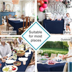 Hiasan Waterproof Tablecloth Rectangle - Washable Fabric Table Cloth for Dining Room Kitchen Birthday Party and Outdoor Use, Navy Blue, 60 x 140 Inch