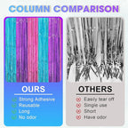 2 Pack Blue Purple Pink Foil Fringe Backdrop Curtains, Tinsel Streamers Party Decorations, Fringe Backdrop, Door Shimmer for Mermaid or Birthday Party