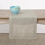 Solino Home Linen Natural Table Runner 120 Inches Long - 100% Pure Linen Hemstitch 14 x 120 Inch Table Runner for Dining, Fall, Autumn, Thanksgiving, Christmas - Classic Hemstitch