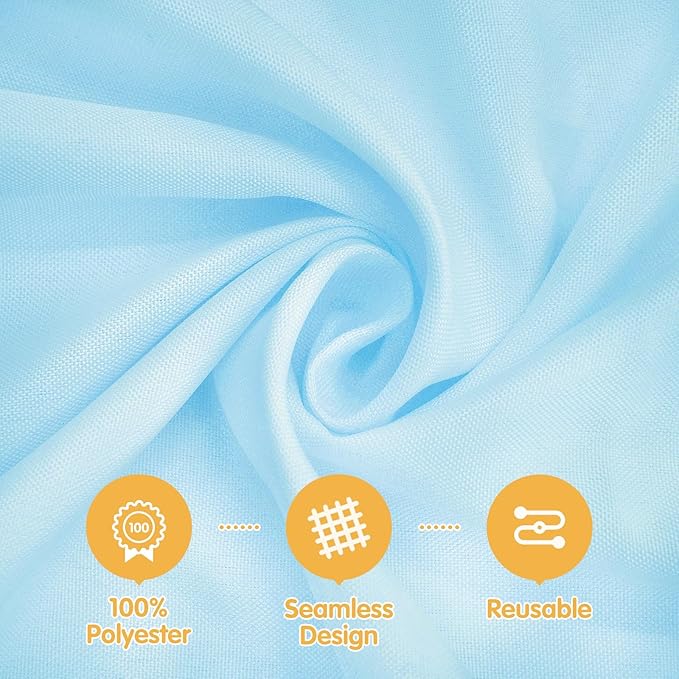BRILLMAX 6 Pack Light Blue Round Tablecloths 120 Inch - Circle Bulk Linen Polyester Fabric Washable Table Cloth Cover for Wedding Reception Banquet Birthday Party Buffet Restaurant