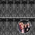 10 Pack Foil Curtain Backdrop Black Metallic Tinsel Foil Fringe Curtains Photo Booth Props for Birthday Wedding Engagement Baby Shower Bachelorette Christmas Holiday Celebration Party