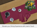 Ruvanti Linen Table Runner 108 Inches, Classic Hemstitch, Washable, Reusable, Non-Slipping, Stain Resistant- Perfect for Parties, Weddings, Dinners, Thanksgiving, Christmas, Indoor use – Burgundy