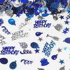 VHUWE Happy Birthday Confetti, 1.6 oz Dark Blue Light Blue Silver Cake Balloon Star Goblet Bottle Glitter Confetti for Boys Girls Kids Women Men Happy Birthday Party Table Decorations Supplies
