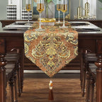 Vintage Table Runner 13x98 Premium Chenille for Thanksgiving Party Fireplace Decorations - Caramel