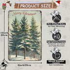 Vintage Christmas Decor Sign Christmas Tree Metal Tin Sign Merry Christmas Retro Tin Sign for Holiday Wall Decor Outdoor Cafe Living Room Bedroom 8x12Inch