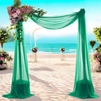 MDS Halloween Chiffon Draping Fabric - 2 Panel, 30" Wide x 50ft Long - Sheer Spooky Arbor & Canopy Drapery for Haunted House Backdrops, Party Ceilings, DIY Costumes & Themed Events - Emerald Green