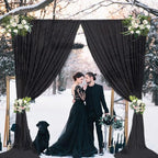 10 x 10 Feet Black Backdrop Curtain for Partie, Background Curtains for Photoshoot, Birthday, Wedding, Halloween, Thanksgiving, Christmas Day, New Year Party Decorations 5Ft x 10Ft, 2 Panels