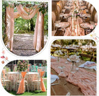Sioloc 10 Pack Peach Coral Cheesecloth Table Runner Fall Autumn Decor for Home 10ft Table Cloth for Tea Wedding Birthday Party Baby Bridal Shower Halloween Thanksgiving
