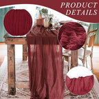 12 Pack Cheesecloth Table Runner, Runner Gauze Boho Wedding Decor Romantic Table Runner for Wedding Birthday Party(35" x 118") (Wine Red)