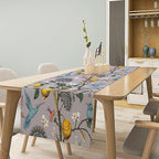 Table Runner with Flowers and Birds, Spring Plant Flowers Table Decoration Linen Table Runner Family Party Party Decorations 13x90 Inches