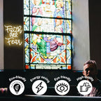 Faith Over Fear Neon Sign Jesus Neon Light Christian LED Signs for Wall Dimmable Warm White Letters Neon Lights Signs for Bedroom Man Cave Classroom Church Decor Christian Religious Sayings