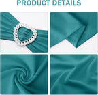 Howhic Pack of 60 Spandex Chair Sashes Bows Stretch Chair Cover Band with Buckle Slider Universal Elastic Chair Ties for Wedding Banquet Party Event Decoration (Turquoise)