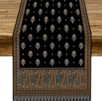 Vintage Paisley Table Runner, Boho Brown Black Flowers Leaves Print Table Runner for Home Dining Kitchen Table Party Wedding Decor, 13x60inch