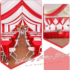 6 Panels Red Ceiling Drapes for Wedding 5ftx10ft Chiffon Fabric Arch Draping Curtains Sheer Drapery for Party Ceremony Birthday Baby Shower Reception Stage Swag Ceiling Decorations