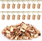 JANYUN 120 Pack Clip Hook Set Stainless Curtain Clips for Hanger Photo Light Home Decoration Art Craft Dispaly Hang Clip (Gold)