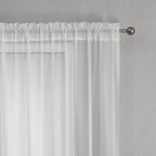 VISIONTEX White Sheer Voile Curtains, Decorative White Embossed Drip Rod Pocket Window Drapes for Home Kitchen, Living Room and Bedroom 54 x 63 Inch, Set of 2 Curtain Panels